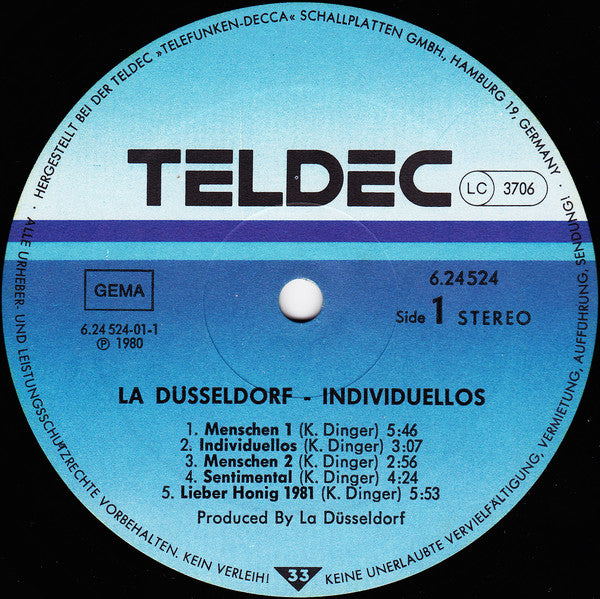 La Düsseldorf : Individuellos (LP, Album)