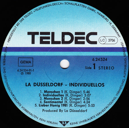 La Düsseldorf : Individuellos (LP, Album)