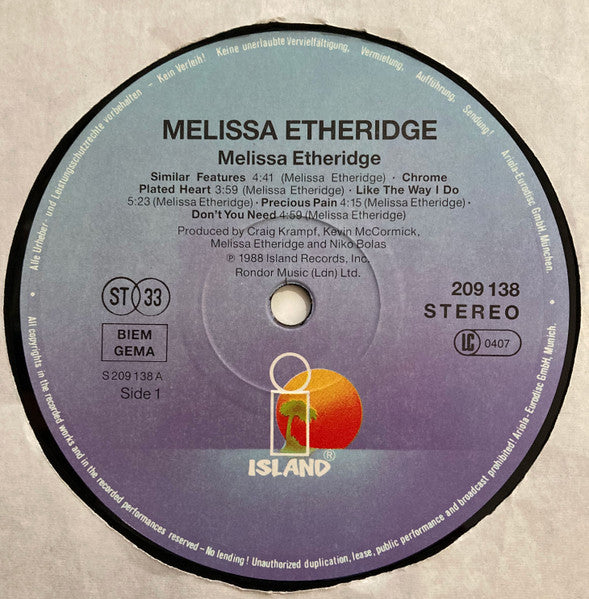 Melissa Etheridge : Melissa Etheridge (LP, Album)