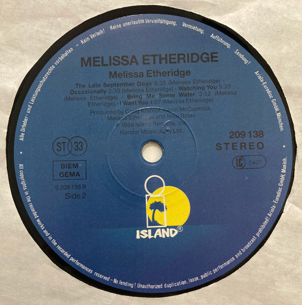 Melissa Etheridge : Melissa Etheridge (LP, Album)