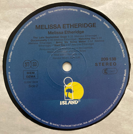 Melissa Etheridge : Melissa Etheridge (LP, Album)