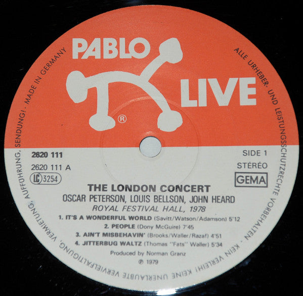 Oscar Peterson, Louis Bellson, John Heard : The London Concert (2xLP, Album)