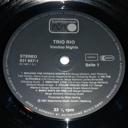 Trio Rio : Voodoo Nights (LP, Album)