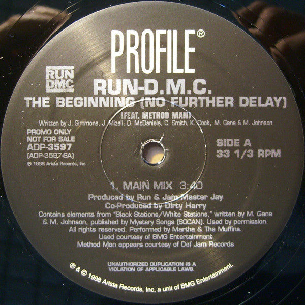 Run-D.M.C.* Feat. Method Man : The Beginning (No Further Delay) (12", Promo)