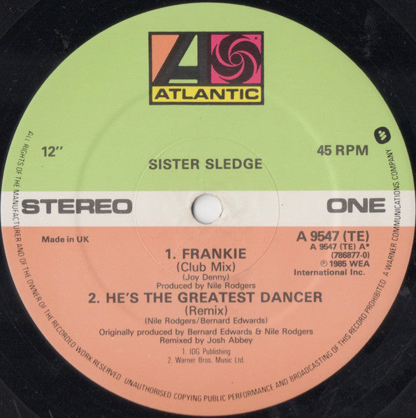 Sister Sledge : Frankie (Club Mix + Dub Mix) / Hold Out Poppy (12", Single, Dam)