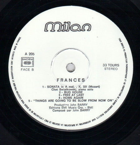 John Barry : Frances (Original Motion Picture Soundtrack) (LP, Album)