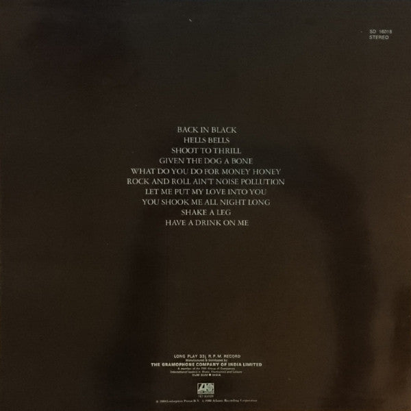AC/DC : Back In Black (LP, Album)