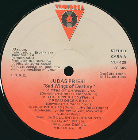 Judas Priest : Sad Wings Of Destiny (LP, Album, RE)