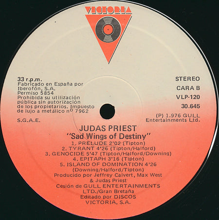 Judas Priest : Sad Wings Of Destiny (LP, Album, RE)