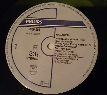 Nazareth (2) : Nazareth (LP, Album, RE)