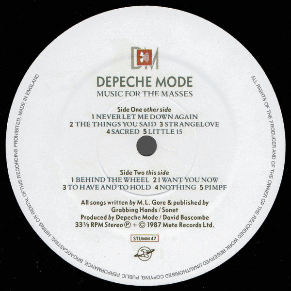 Depeche Mode : Music For The Masses (LP, Album, RP, MPO)