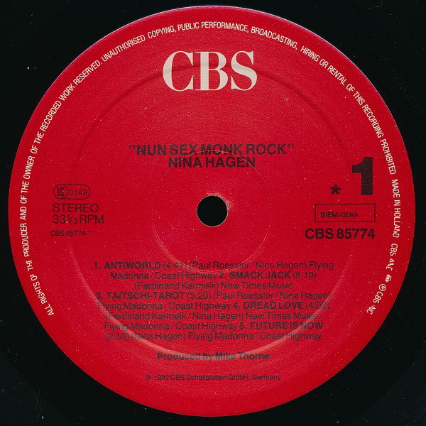 Nina Hagen : Nunsexmonkrock (LP, Album, RE)