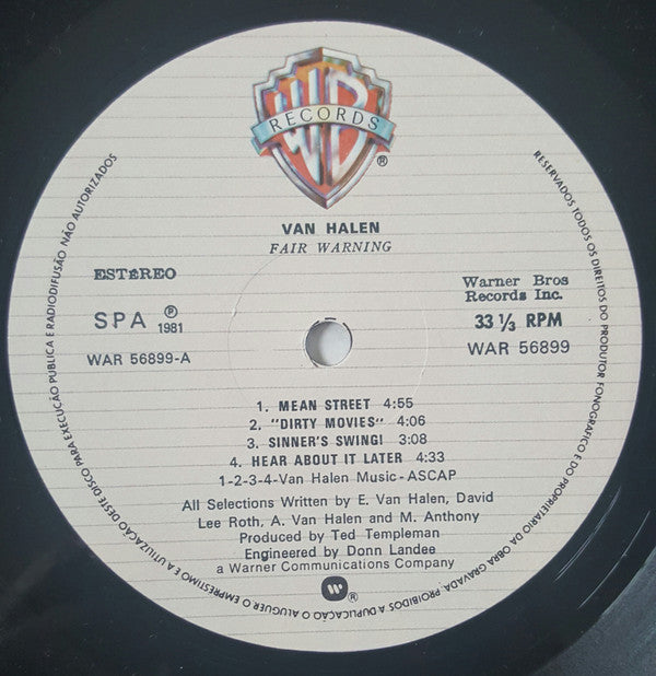 Van Halen : Fair Warning (LP, Album)