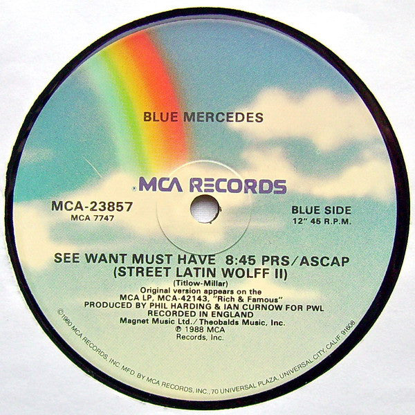 Blue Mercedes : See Want Must Have (12", Single, Glo)