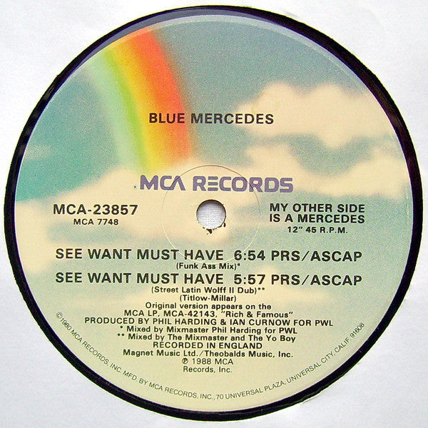 Blue Mercedes : See Want Must Have (12", Single, Glo)