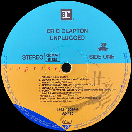 Eric Clapton : Unplugged (LP, Album, RE, 180)
