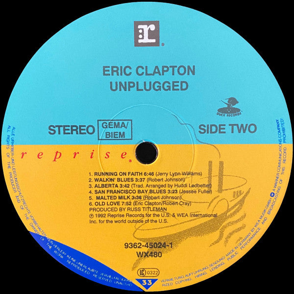 Eric Clapton : Unplugged (LP, Album, RE, 180)