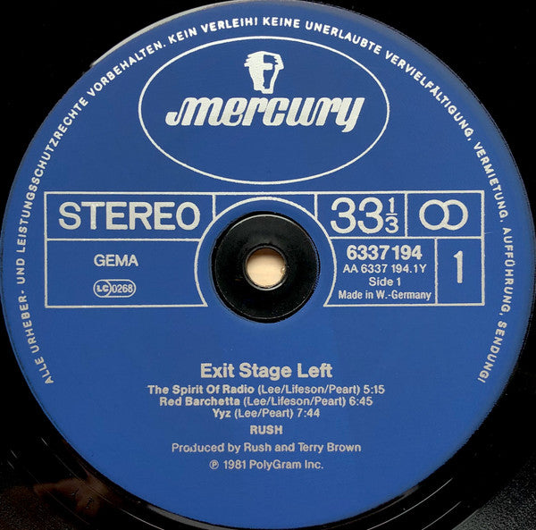 Rush : Exit...Stage Left (2xLP, Album, Inj)