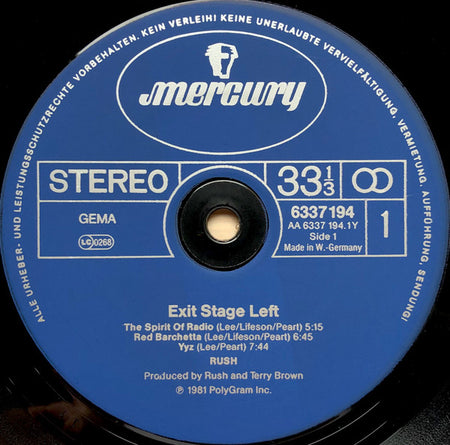 Rush : Exit...Stage Left (2xLP, Album, Inj)