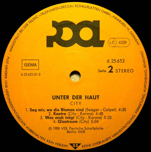 City (3) : Unter Der Haut (LP, Album)