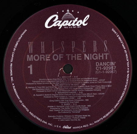 The Whispers : More Of The Night (LP, Album)