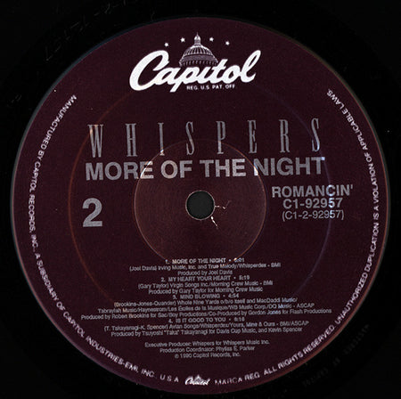 The Whispers : More Of The Night (LP, Album)