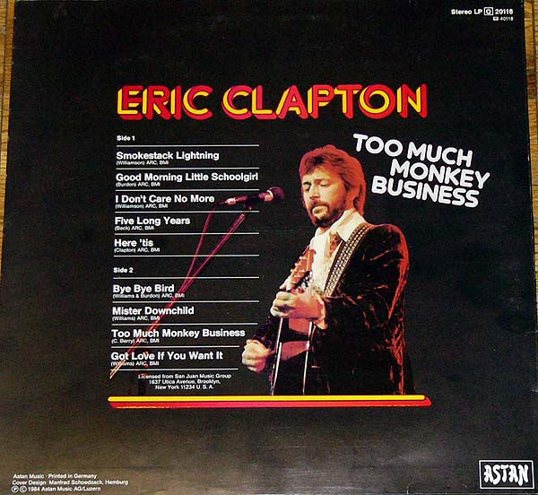 Eric Clapton : Too Much Monkey Business (LP, Comp)