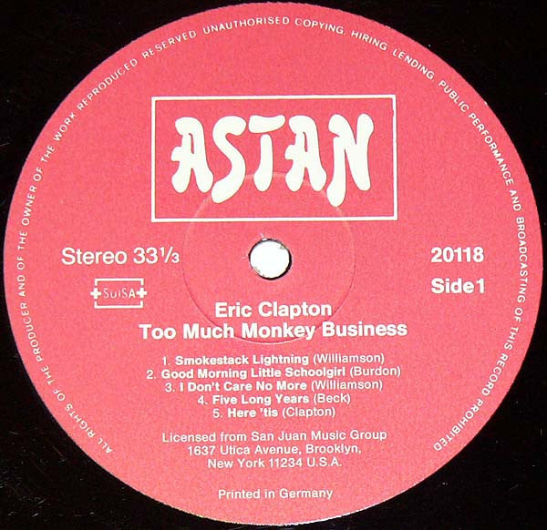 Eric Clapton : Too Much Monkey Business (LP, Comp)