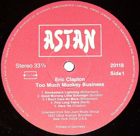 Eric Clapton : Too Much Monkey Business (LP, Comp)