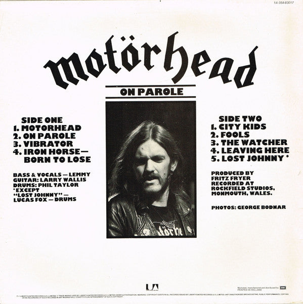 Motörhead : On Parole (LP, Album, RE)