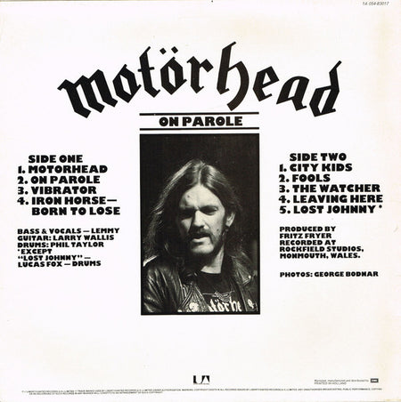 Motörhead : On Parole (LP, Album, RE)