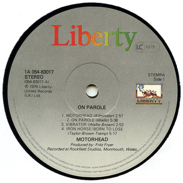 Motörhead : On Parole (LP, Album, RE)