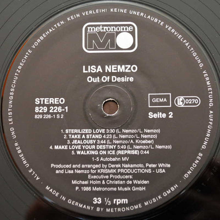 Lisa Nemzo : Out Of Desire (LP, Album)
