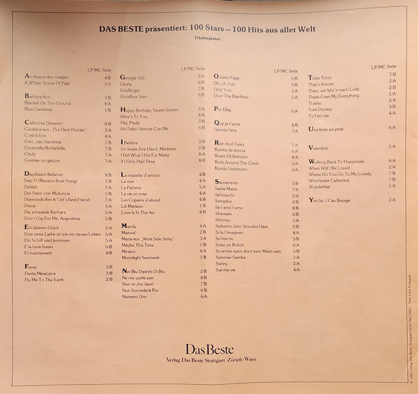 Various : Das Beste Präsentiert 100 Stars 100 Hits Aus Aller Welt (8xLP)