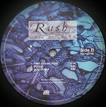 Rush : Test For Echo (LP, 180 + LP, S/Sided, Etch, 180 + Album, RE, RM, )