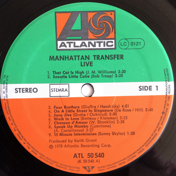 The Manhattan Transfer : Live (LP, Album)