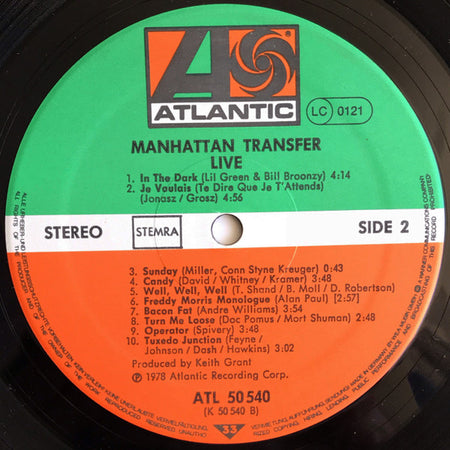 The Manhattan Transfer : Live (LP, Album)