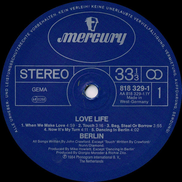 Berlin : Love Life (LP, Album)