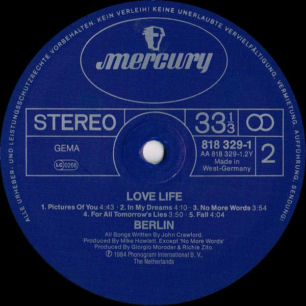 Berlin : Love Life (LP, Album)