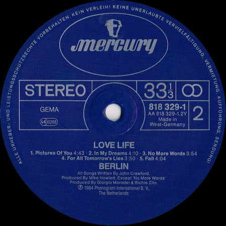 Berlin : Love Life (LP, Album)