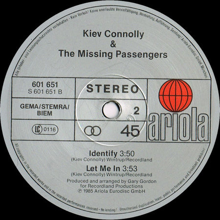Kiev Connolly & The Missing Passengers : Did She Tell You (12", Maxi)