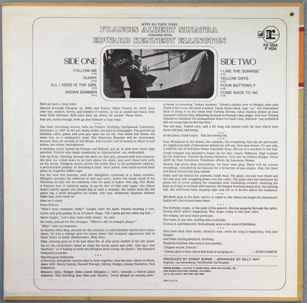 Frank Sinatra & Duke Ellington : Francis A. & Edward K. (LP, Album, Pit)