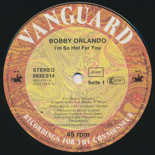 Bobby Orlando : I'm So Hot For You (Dance Mix) (12")