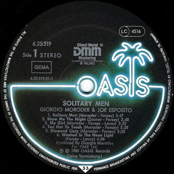 Giorgio Moroder & Joe Esposito : Solitary Men (LP, Album)