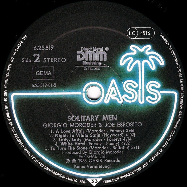 Giorgio Moroder & Joe Esposito : Solitary Men (LP, Album)