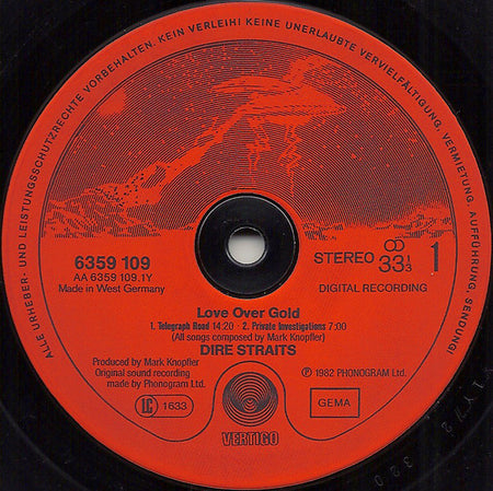 Dire Straits : Love Over Gold (LP, Album, RE, Dig)