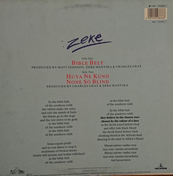 Zeke Manyika : Bible Belt (12")