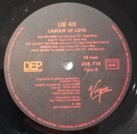 UB40 : Labour Of Love (LP, Album)