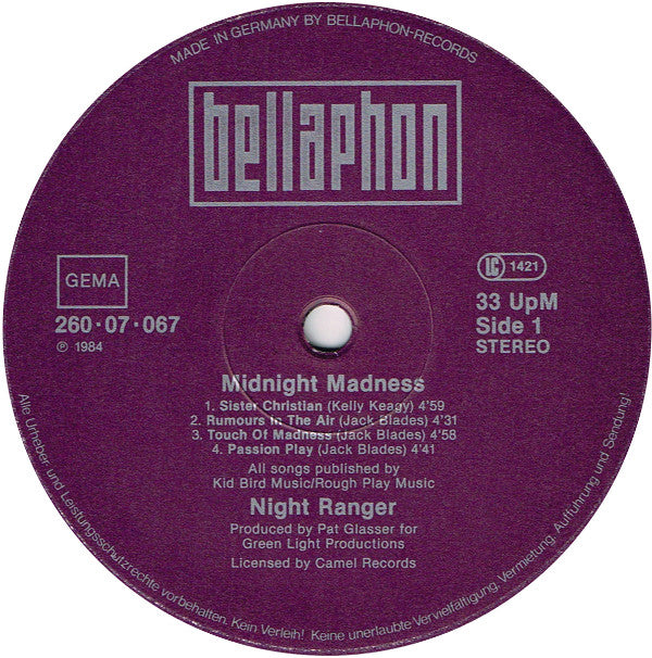 Night Ranger : Midnight Madness (LP, Album)