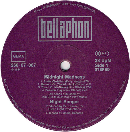 Night Ranger : Midnight Madness (LP, Album)